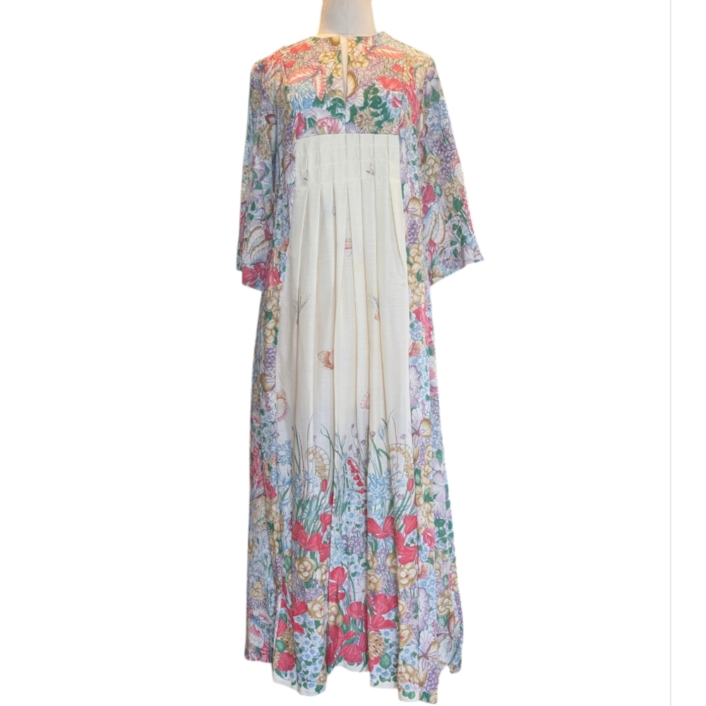 Loungewear By Tiffany 70s Empire Waist Prairie Butterfly Gardens. 11/12. Medium - Picture 6 of 16